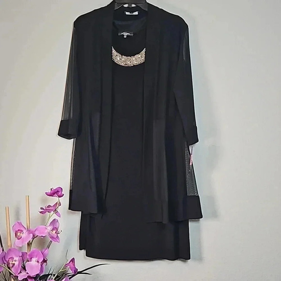 NWT R&M Richard's Mother of the Bride Dress and Jacket Black 2 Piece Set 14P - Picture 3 of 10